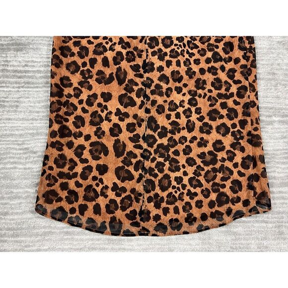 Gianni Bini Skirt Womens 4 Brown Animal Print Lined Polyester Blend Ruched - Picture 9 of 11